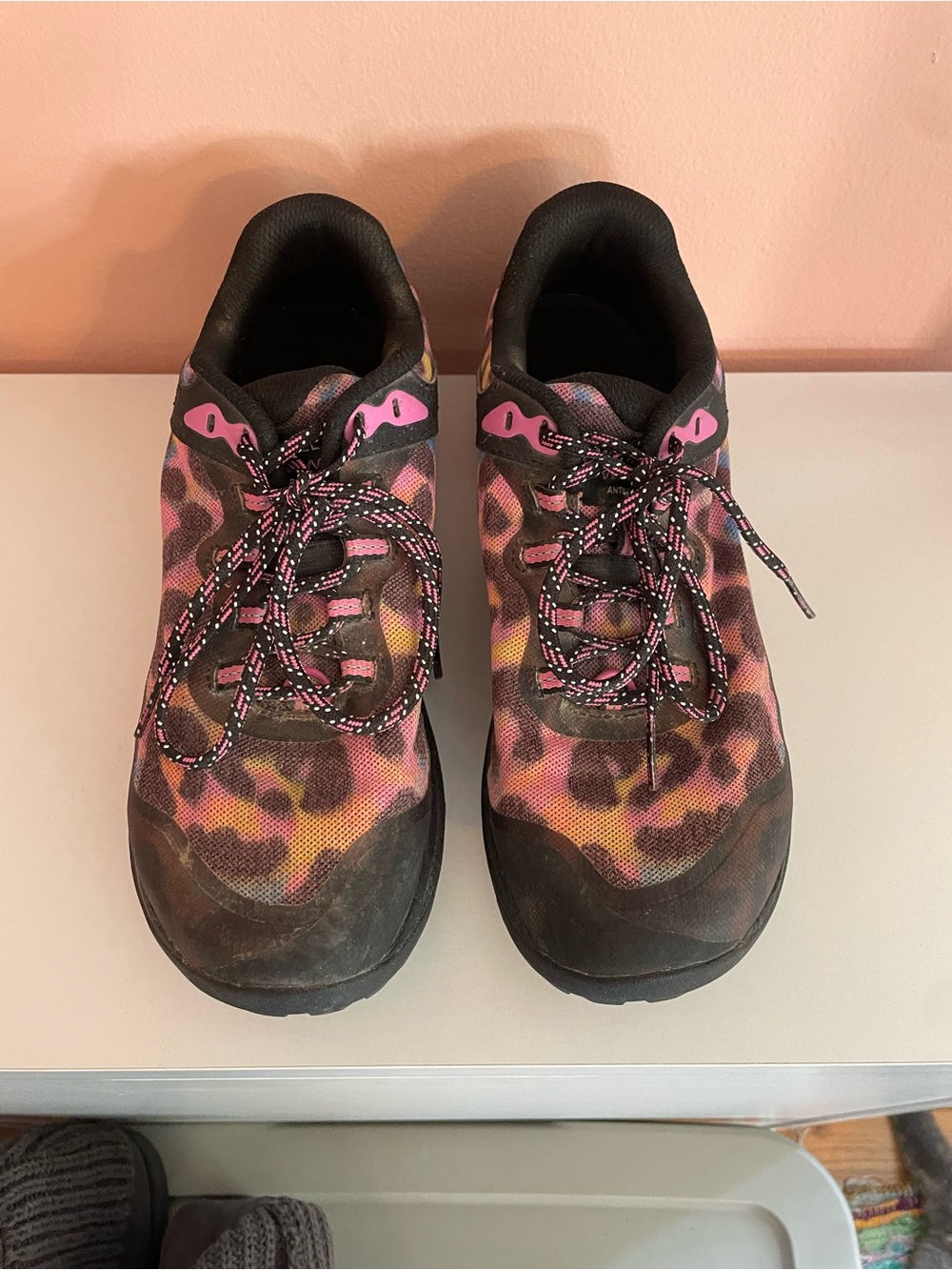 Merrell Leopard Print Antora 3 Trail Sneakers in Pink and Black
